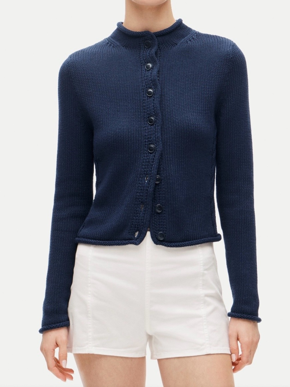 J. Crew  Rollneck Reversible Cardigan 100% Cotton Knit Navy Sweater, NWT, Sz XL